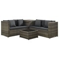 vidaXL, vidaXL 4-tlg. Garten-Lounge-Set mit Kissen Poly Rattan Grau