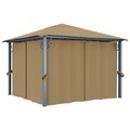 vidaXL, vidaXL Pavillon mit Vorhang 300x300 cm Taupe Aluminium