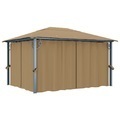 vidaXL, vidaXL Pavillon mit Vorhang 400x300 cm Taupe Aluminium