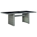 vidaXL, vidaXL Gartentisch Hellgrau Poly Rattan und Hartglas