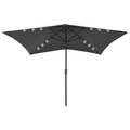 vidaXL, vidaXL Sonnenschirm mit LEDs und Stahl-Mast Anthrazit 2x3 m