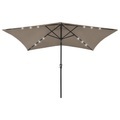 vidaXL, vidaXL Sonnenschirm mit LEDs und Stahl-Mast Taupe 2x3 m