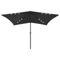 vidaXL, vidaXL Sonnenschirm mit LEDs und Stahl-Mast Schwarz 2x3 m