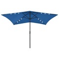 vidaXL, vidaXL Sonnenschirm mit LEDs und Stahl-Mast Azurblau 2x3 m