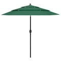 vidaXL, vidaXL Sonnenschirm mit Aluminium-Mast 3-lagig Grün 2,5 m