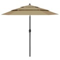 vidaXL, vidaXL Sonnenschirm mit Aluminium-Mast 3-lagig Taupe 2,5 m
