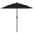 vidaXL, vidaXL Sonnenschirm mit Aluminium-Mast 3-lagig Schwarz 2,5 m