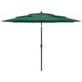 vidaXL, vidaXL Sonnenschirm mit Aluminium-Mast 3-lagig Grün 3 m
