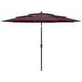 vidaXL, vidaXL Sonnenschirm mit Aluminium-Mast 3-lagig Bordeauxrot 3 m