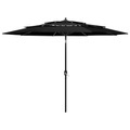 vidaXL, vidaXL Sonnenschirm mit Aluminium-Mast 3-lagig Schwarz 3 m