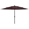 vidaXL, vidaXL Sonnenschirm mit Aluminium-Mast 3-lagig Bordeauxrot 3,5 m