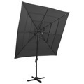 vidaXL, vidaXL Sonnenschirm mit Aluminium-Mast 4-lagig Anthrazit 250x250 cm
