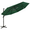 vidaXL, vidaXL Sonnenschirm mit Aluminium-Mast 4-lagig Grün 3x3 m
