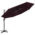 vidaXL, vidaXL Sonnenschirm mit Aluminium-Mast 4-lagig Bordeauxrot 3x3 m
