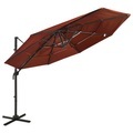 vidaXL, vidaXL Sonnenschirm mit Aluminium-Mast 4-lagig Terrakottarot 3x3 m