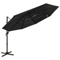 vidaXL, vidaXL Sonnenschirm mit Aluminium-Mast 4-lagig Schwarz 3x3 m