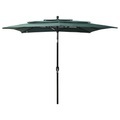 vidaXL, vidaXL Sonnenschirm mit Aluminium-Mast 3-lagig Grün 2,5x2,5 m