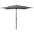vidaXL, vidaXL Sonnenschirm mit Aluminium-Mast 3-lagig Anthrazit 2,5x2,5 m