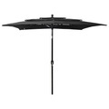vidaXL, vidaXL Sonnenschirm mit Aluminium-Mast 3-lagig Schwarz 2,5x2,5 m