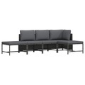 vidaXL, vidaXL 5-tlg. Garten-Sofagarnitur mit Auflagen Grau Poly Rattan