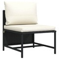 vidaXL, vidaXL Modular-Mittelsofa mit Kissen Schwarz Poly Rattan