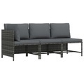 vidaXL, vidaXL 3-tlg. Garten-Lounge-Set mit Kissen Poly Rattan Grau