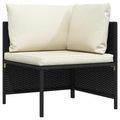 vidaXL, vidaXL Modular-Ecksofa mit Kissen Schwarz Poly Rattan