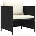 vidaXL, vidaXL Gartensofa mit Kissen Schwarz Poly Rattan