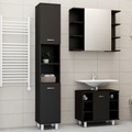 vidaXL, vidaXL 3-tlg. Badmöbel-Set Schwarz Spanplatte
