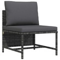 vidaXL, vidaXL Modulares Mittelsofa mit Kissen Grau Poly Rattan