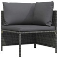vidaXL, vidaXL Modulares Ecksofa mit Kissen Grau Poly Rattan