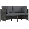 vidaXL, vidaXL 2-Sitzer-Gartensofa mit Polstern Grau Poly Rattan