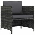 vidaXL, vidaXL Gartensofa mit Kissen Grau Poly Rattan