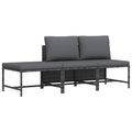 vidaXL, vidaXL 3-tlg. Garten-Sofagarnitur mit Kissen Grau Poly Rattan