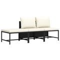 vidaXL, vidaXL 3-tlg. Garten-Sofagarnitur mit Auflagen Schwarz Poly Rattan