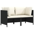 vidaXL, vidaXL 2-Sitzer-Gartensofa mit Kissen Schwarz Poly Rattan