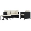 vidaXL, vidaXL 4-tlg. Garten-Sofagarnitur mit Auflagen Schwarz Poly Rattan