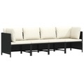 vidaXL, vidaXL 4-Sitzer-Gartensofa mit Auflagen Schwarz Poly Rattan