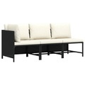 vidaXL, vidaXL 3-tlg. Garten-Sofagarnitur mit Auflagen Schwarz Poly Rattan