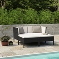 vidaXL, vidaXL 4-tlg. Garten-Lounge-Set mit Auflagen Poly Rattan Schwarz