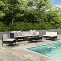 vidaXL, vidaXL 9-tlg. Garten-Lounge-Set mit Auflagen Poly Rattan Schwarz