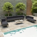 vidaXL, vidaXL 10-tlg. Garten-Lounge-Set mit Auflagen Poly Rattan Grau