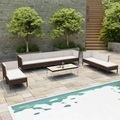 vidaXL, vidaXL 10-tlg. Garten-Lounge-Set mit Auflagen Poly Rattan Braun