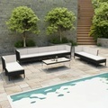 vidaXL, vidaXL 10-tlg. Garten-Lounge-Set mit Auflagen Poly Rattan Schwarz