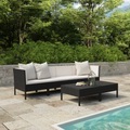 vidaXL, vidaXL 6-tlg. Garten-Lounge-Set mit Auflagen Poly Rattan Schwarz