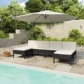vidaXL, vidaXL 6-tlg. Garten-Lounge-Set mit Auflagen Poly Rattan Schwarz