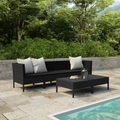 vidaXL, vidaXL 6-tlg. Garten-Lounge-Set mit Auflagen Poly Rattan Schwarz