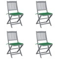 vidaXL, vidaXL Klappbare Gartenstühle 4 Stk. mit Kissen Massivholz Akazie