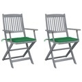 vidaXL, vidaXL Klappbare Gartenstühle 2 Stk. mit Sitzkissen Massivholz Akazie