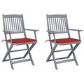 vidaXL, vidaXL Klappbare Gartenstühle 2 Stk. mit Sitzkissen Massivholz Akazie